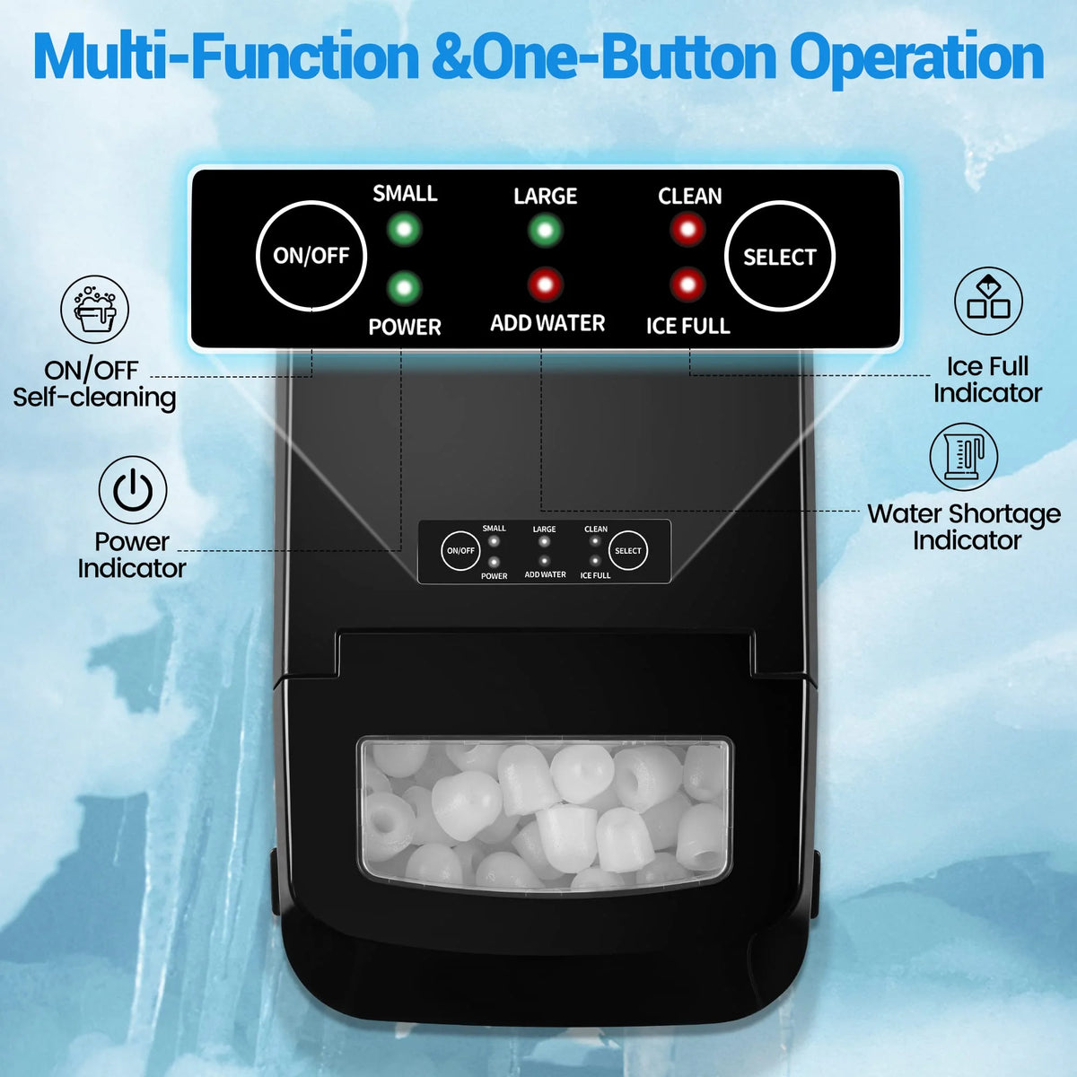 Black Portable Compact Countertop Ice Maker V3321