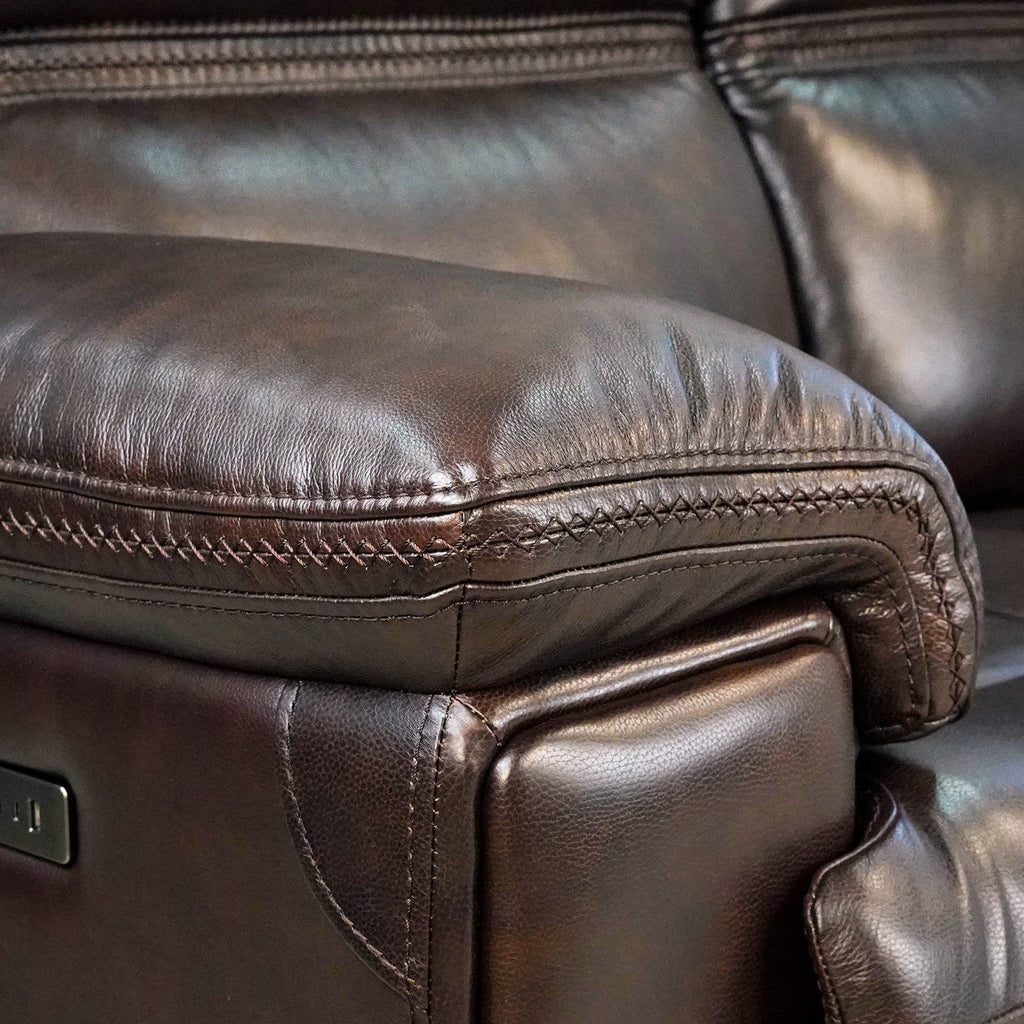 Leather Power Reclining Loveseat with Adjustable Headrest B10565