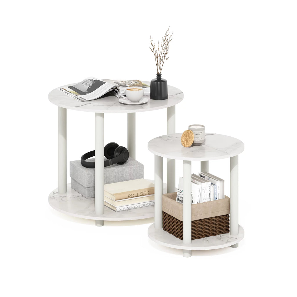 2-Tier Round Wooden End Table A437
