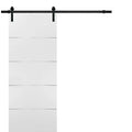 White Sliding Barn Door 32x80 with Black Hardware I4097