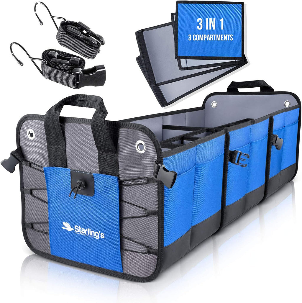 Car Trunk Organizer, 3 Compartments, Black F1927