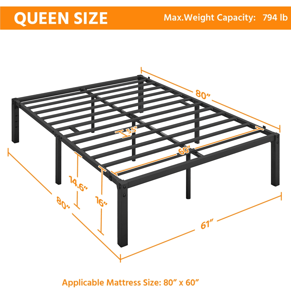 Twin Size Black Metal Platform Bed Frame U60452