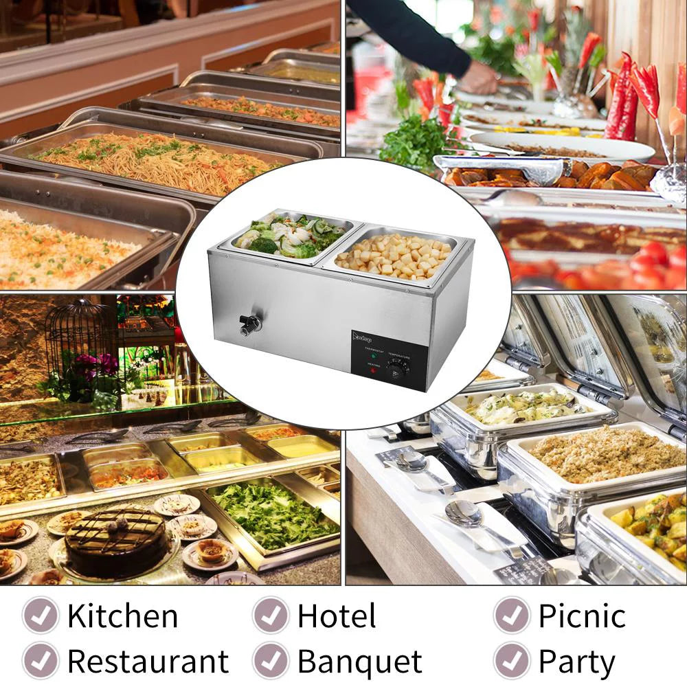 600W 2-Pan Stainless Steel Food Warmer O10229