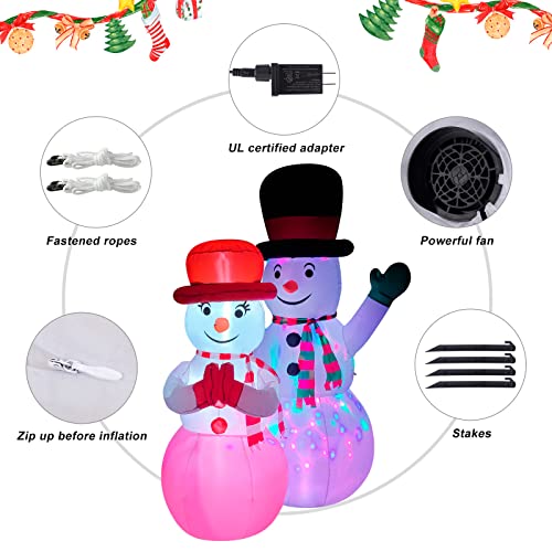 7 FT Inflatable Snowman with Built-in Rotating LED Light D755833