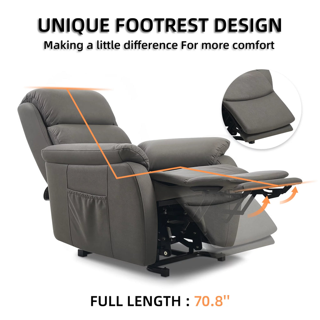 Large Power Lift Recliner with Massage and Heat, Fabric (Darkgrey) B5726