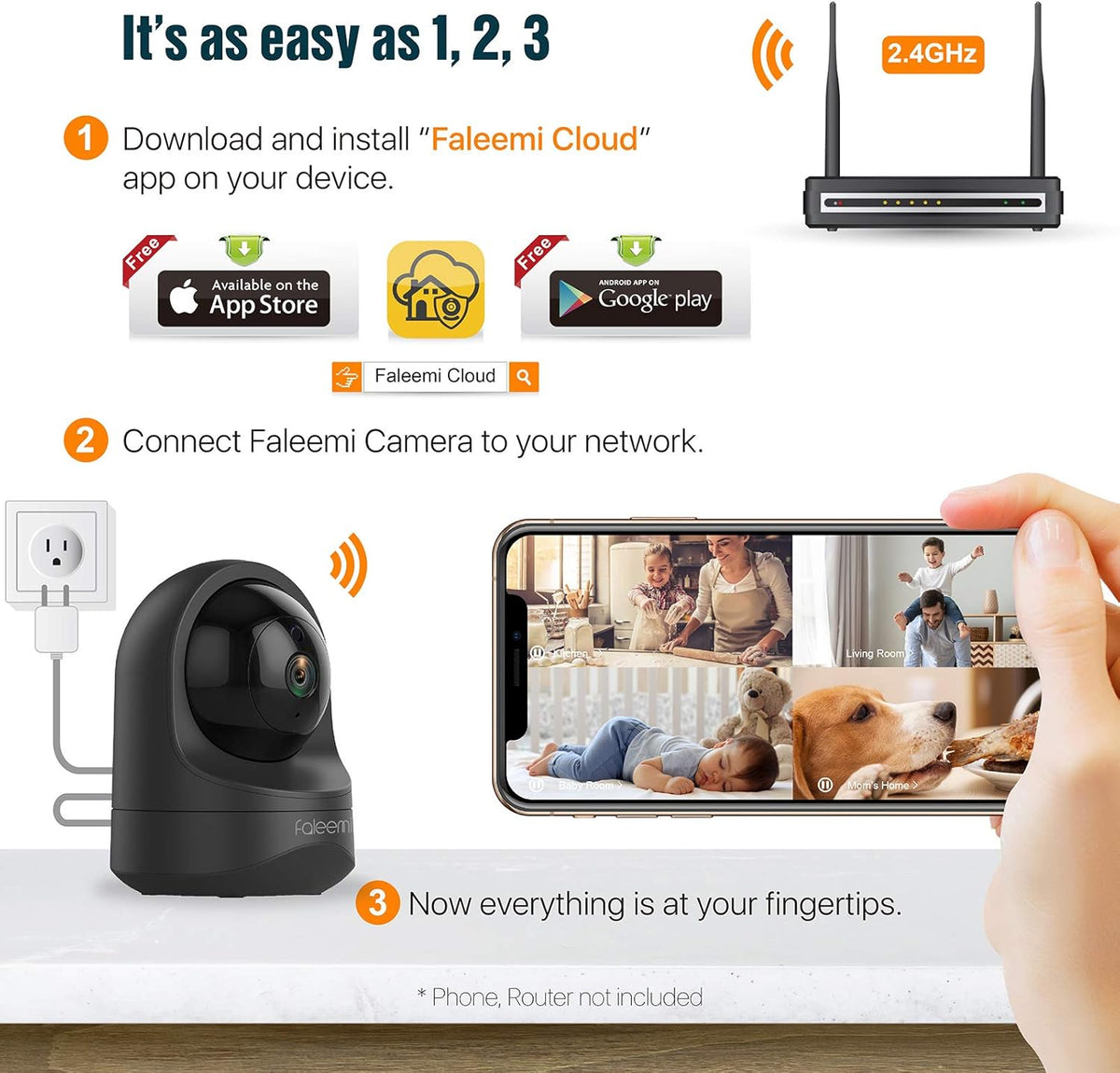 1080P Pan/Tilt/Zoom WiFi Indoor Camera with Night Vision and 2-Way Audio J587708