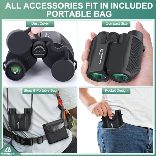 10x25 Folding Compact Binoculars T6707