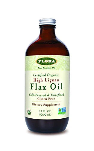 Certified Organic Cold Pressed Unrefined Flax Oil 8.5 fl oz Glass Bottle G393