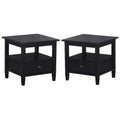 Black 2-Piece Wood End Side Table Set S939