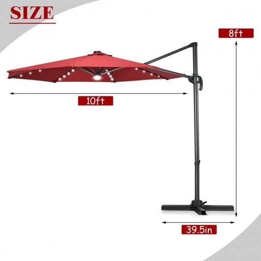 Wine Patio Offset Cantilever Umbrella with Solar Lights U768401