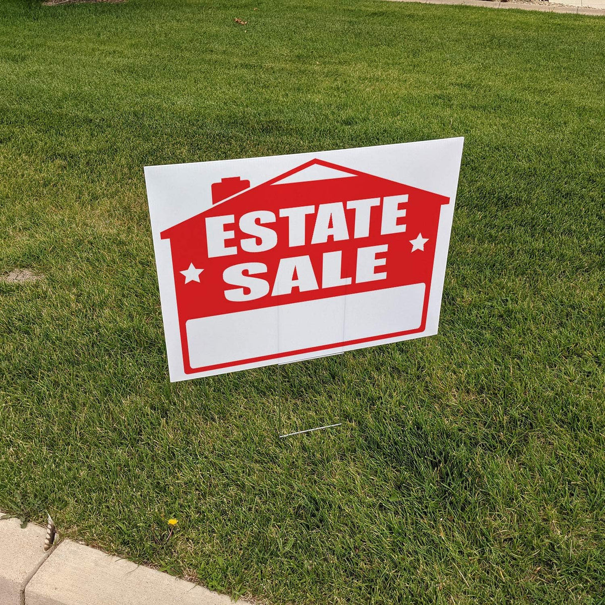 Estate Sale Yard Sign Kit, 24" W x 18" H CoroPlast, Double-Sided, Pack of 2 F766283