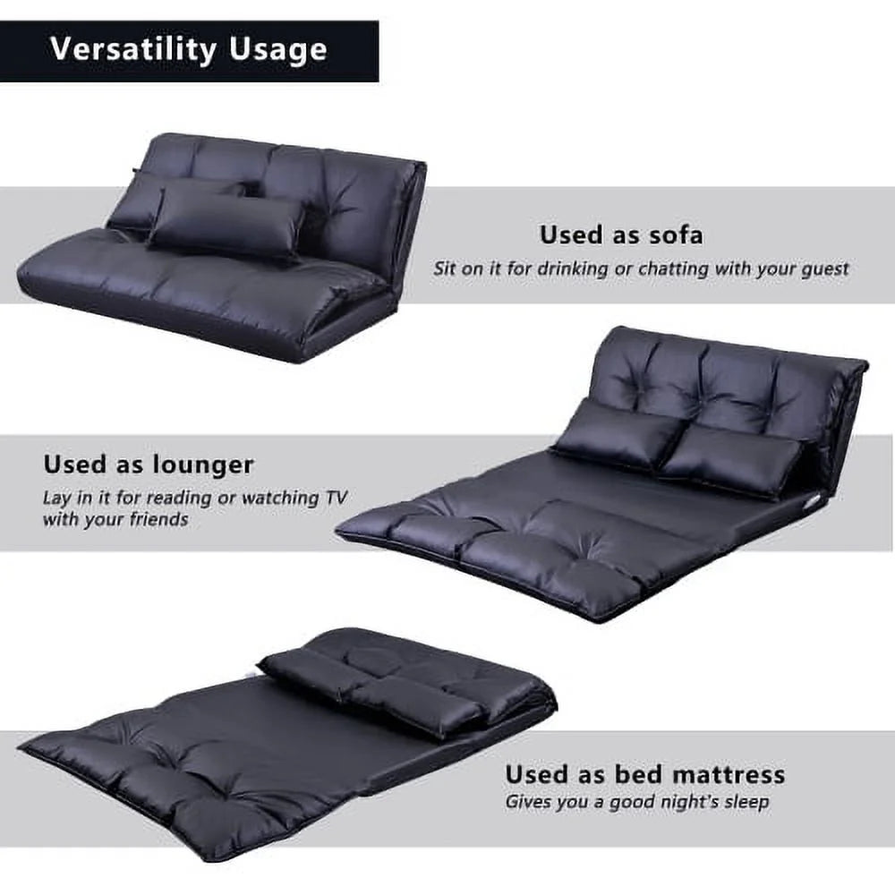 Adjustable Folding Futon Sofa with Two Pillows B9940