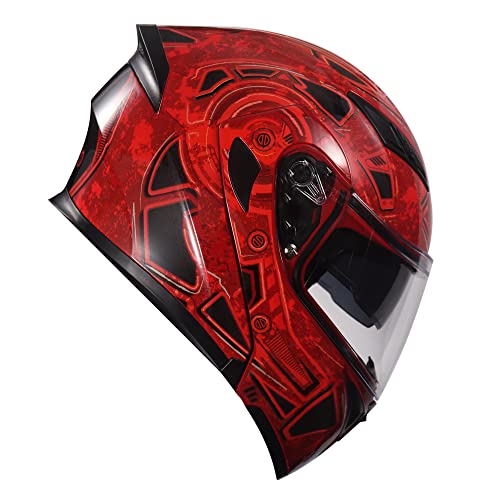 Motorcycle Dual Visor Flip up Modular Full Face Helmet V6134
