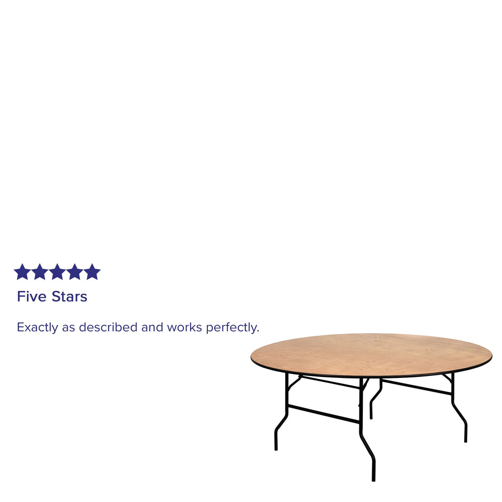 6-Foot Round Wood Folding Banquet Table O92348