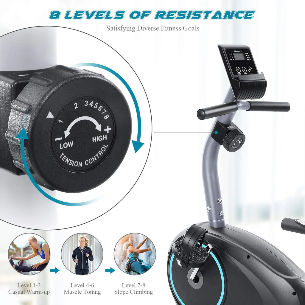 Recumbent Exercise Bike with 8 Levels Adjustable Resistance K230