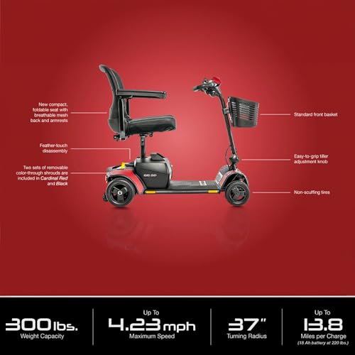 Iceberg Blue 4-Wheel Scooter with 18 Ah Battery, 300 Lbs Weight Capacity, 17"x17" Foldable Seat E2673