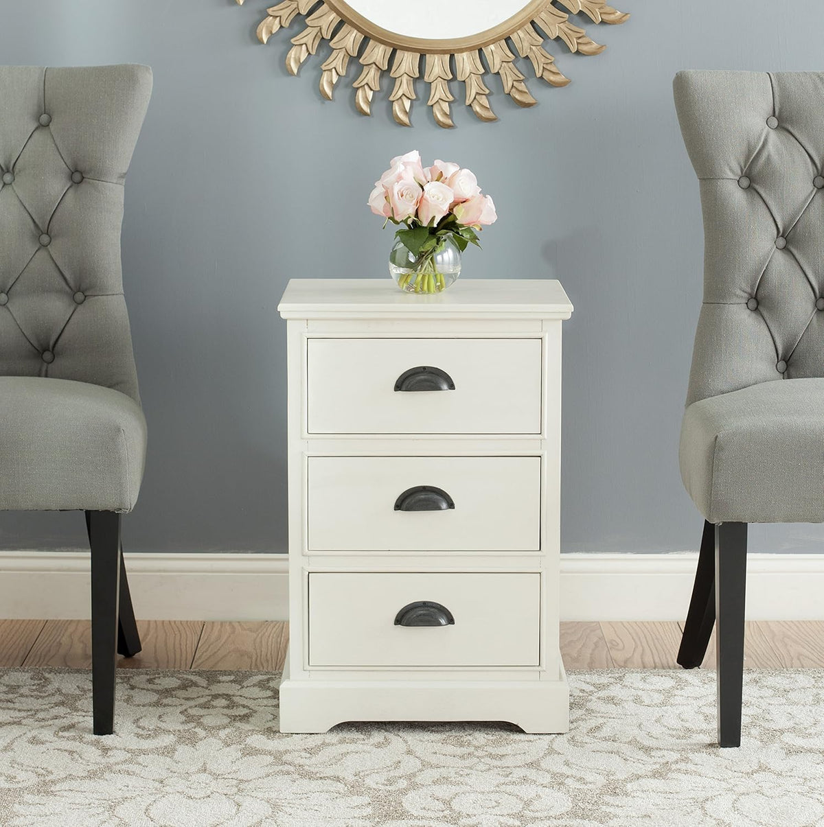 Grey 3 Drawer Side Table R82825