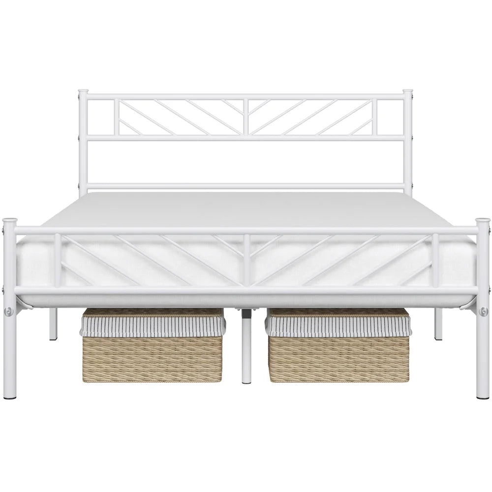 Queen White Metal Platform Bed N216785