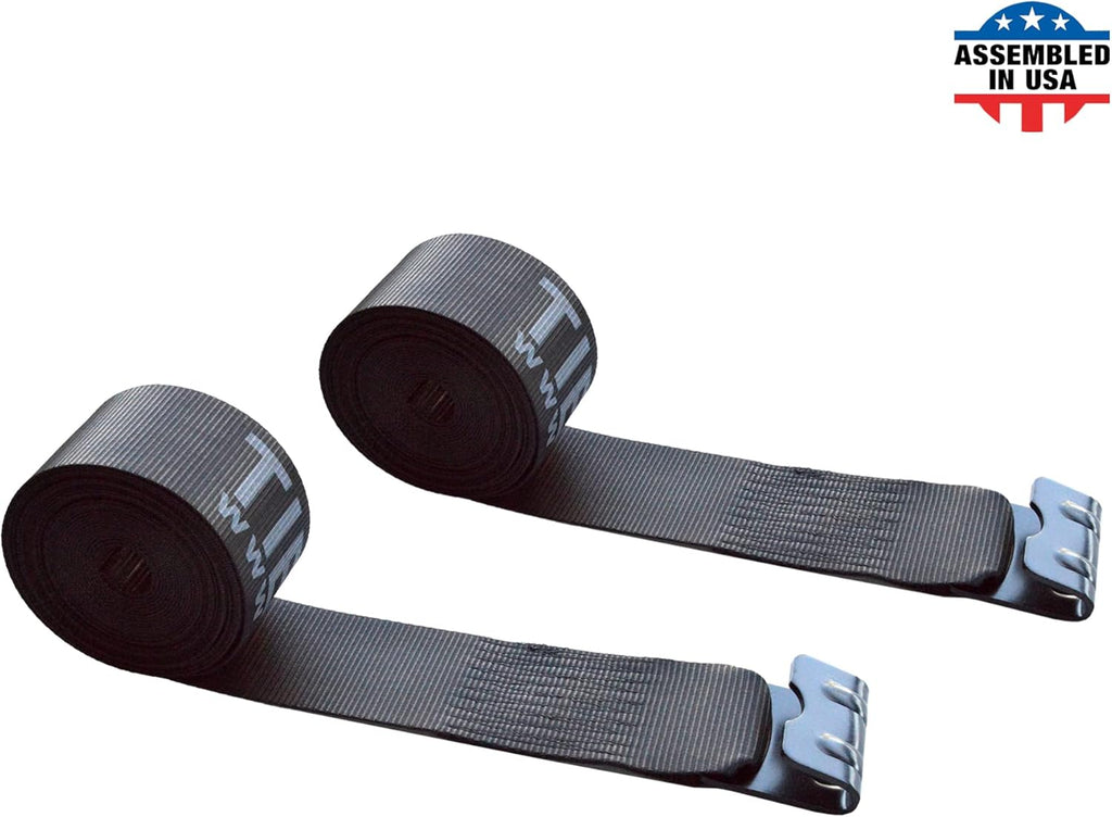 Heavy Duty Tie-Down Winch Strap with Flat Hooks, Yellow, 4 Pack R455