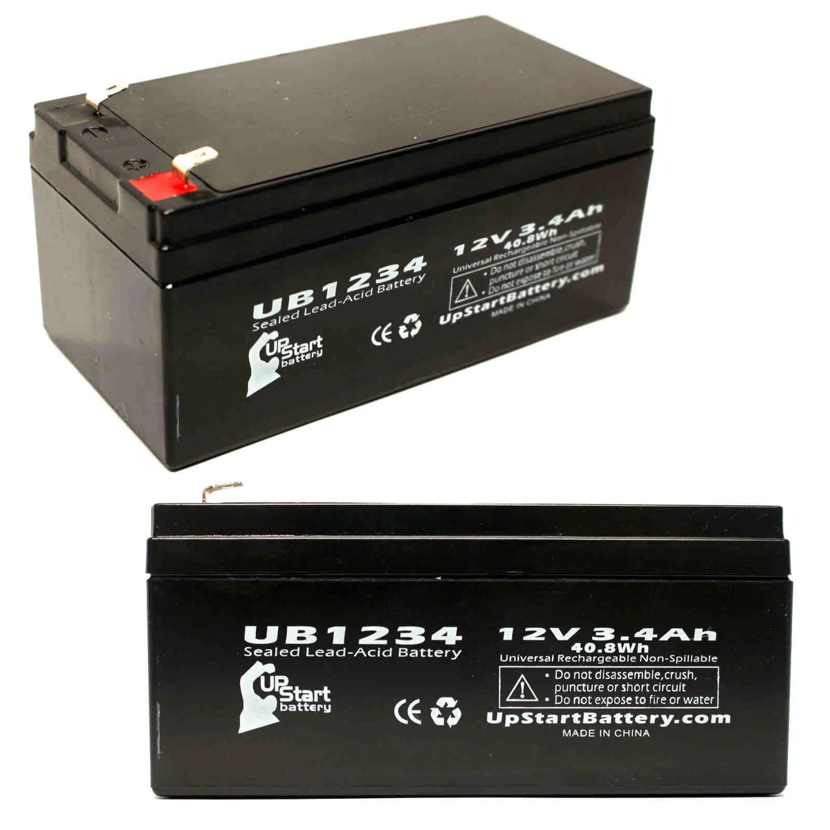 2 Pack Sealed Lead Acid Battery 12V 3.4Ah O393