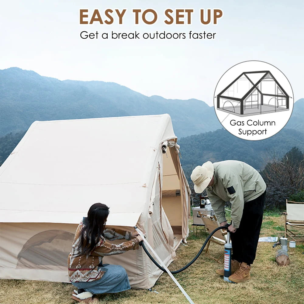 Inflatable Tent Air Tent Large Glamping Tent with Pump Waterproof Oxford Air Tent 4 Seasons Windproof Tents for Family Camping for 4-6 Persons S282906