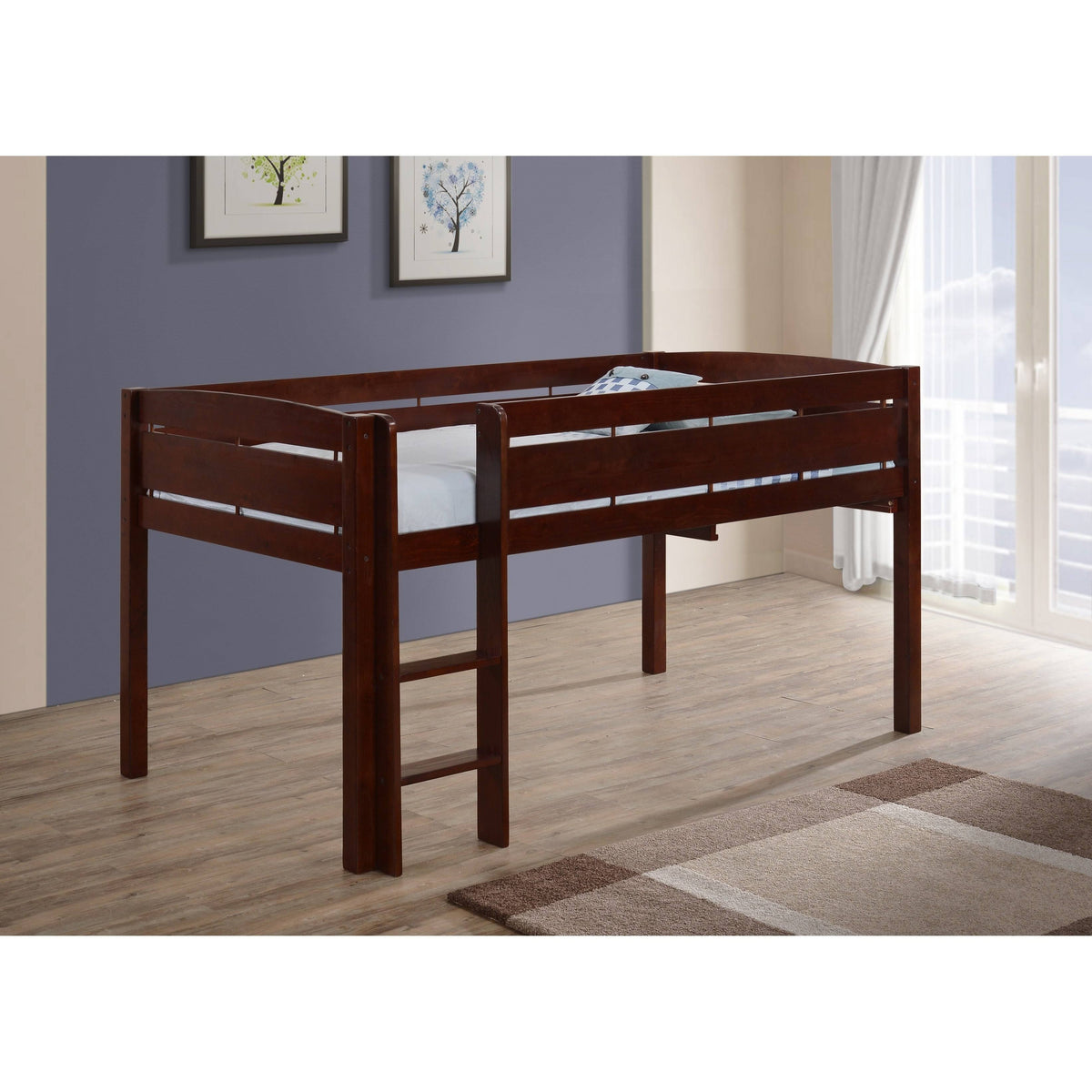 White Wood Loft Bunk Bed D55531