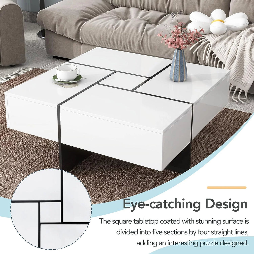 Coffee Table with 4 Hidden Storage Compartments V79347