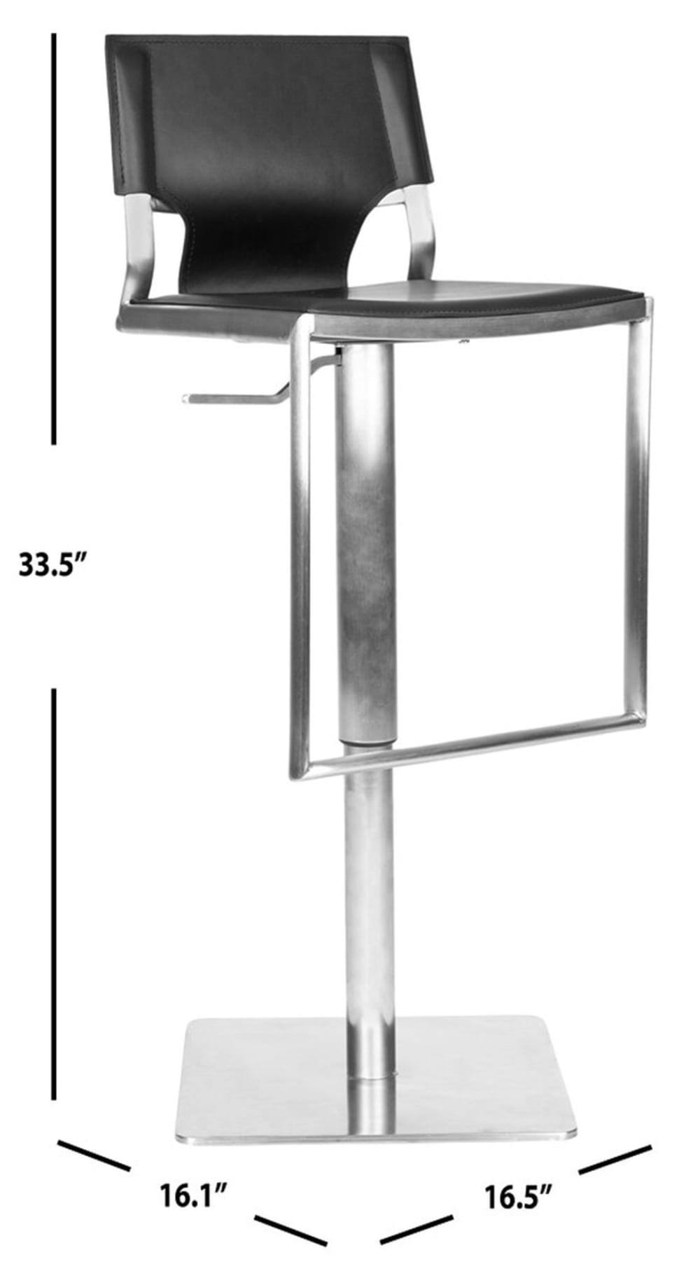 White Leather Seat Stainless Steel Adjustable Bar Stool I975533