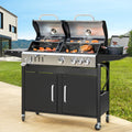 Dual Fuel Gas and Charcoal Grill Combo with Side Burner V23909