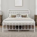 White Metal Full Size Bed Frame with Headboard Footboard O873