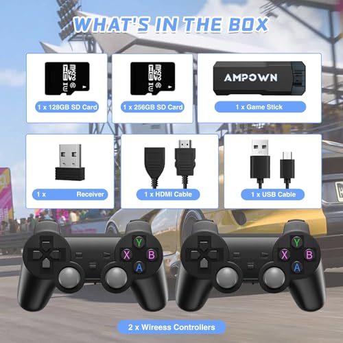 4K HD Game Stick with 128+256G TF Cards and Dual Controllers A165