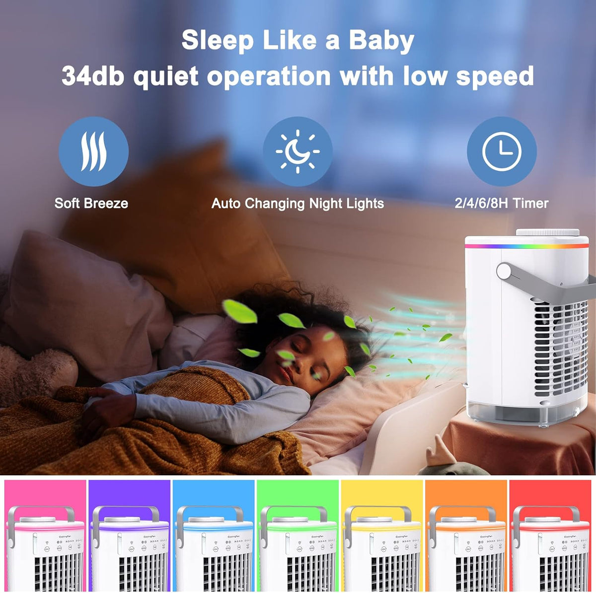 Portable Desktop Air Cooler Fan with LED Light, Pack of 2 N384