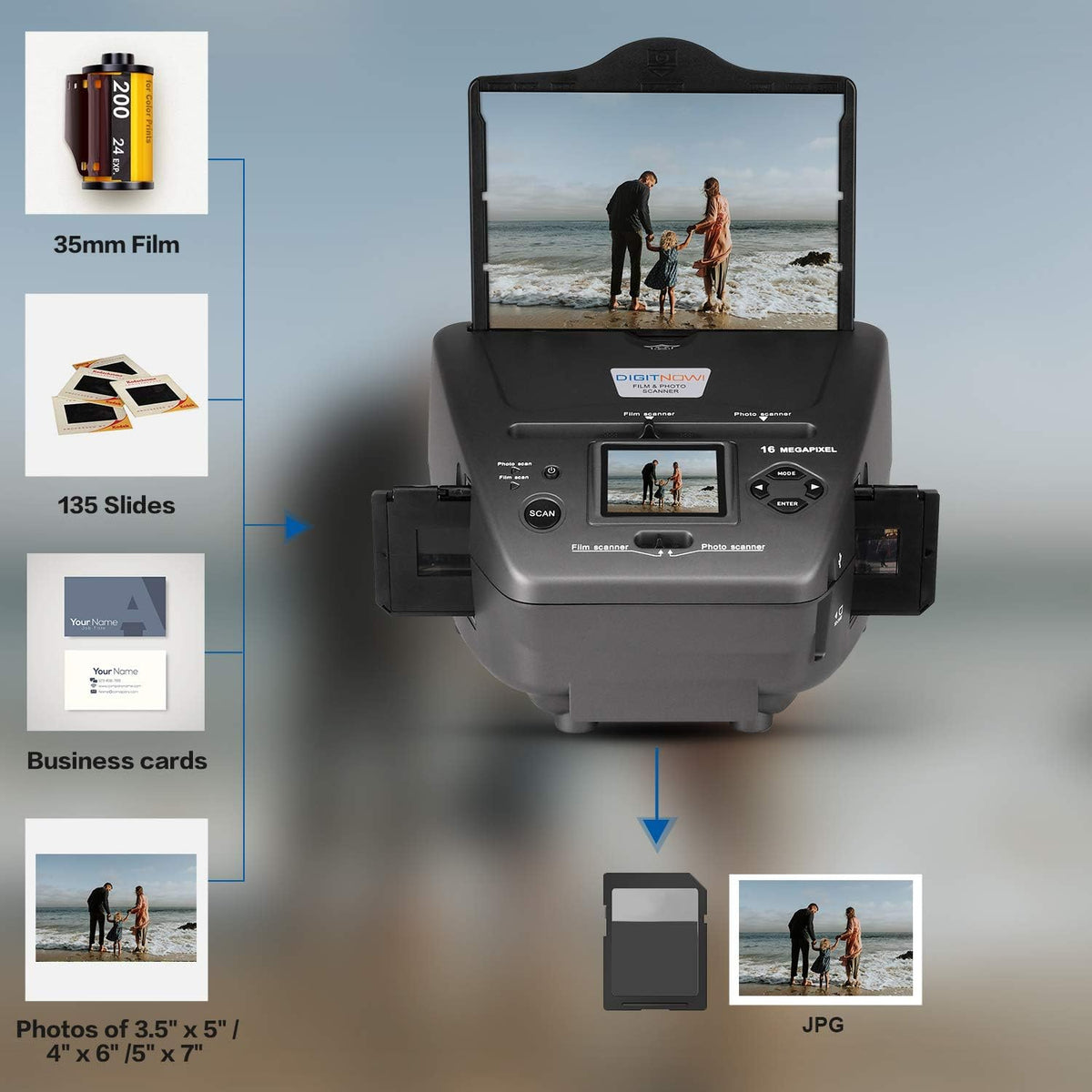 16MP Film Scanner with 2.4 LCD Screen for 35mm Slides and Negatives Q8719