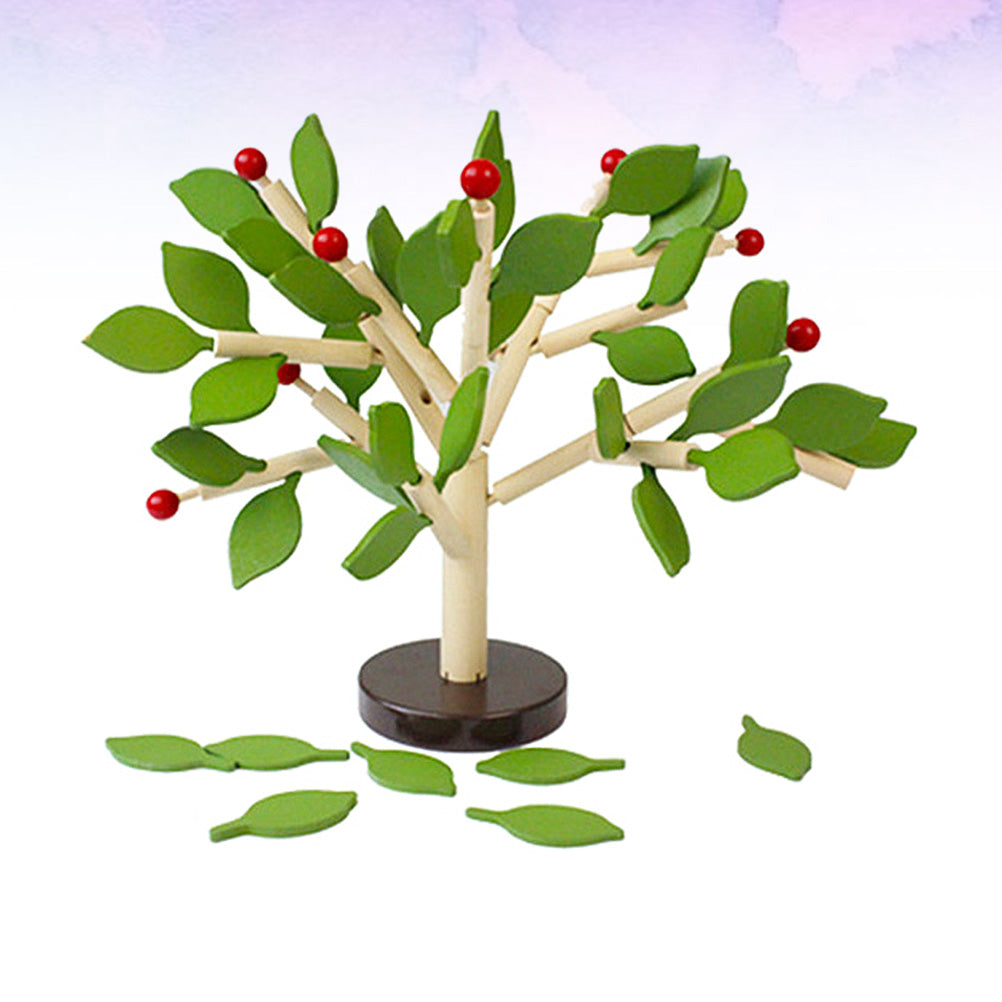 Creative Wooden Tree Blocks with Leaves 3D Building Set Toy B34770