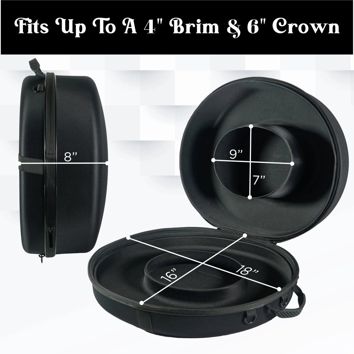 Cowboy Hat Travel Box Large Wide Brim Fedora Case Universal Size Hat Carrier M194