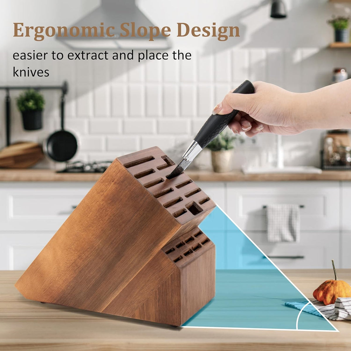 20 Slot Acacia Wood Knife Block O108904
