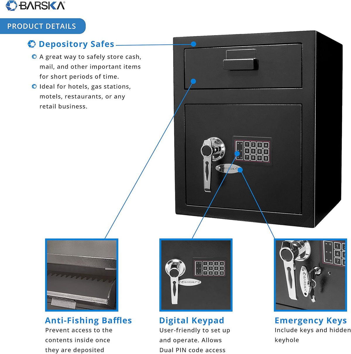 Digital Keypad Drop Safe with Front Load Drop Box H825607