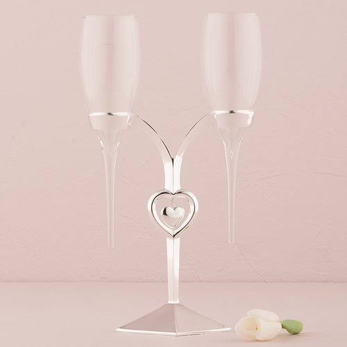 Glass Flutes with Silver Stand L440