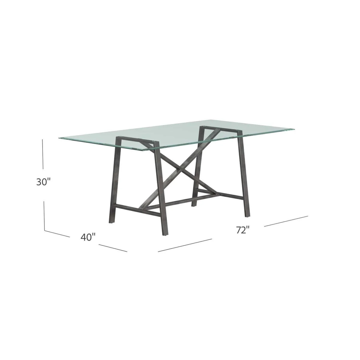 Rectangular Metal & Glass Dining Table in Pewter K388439