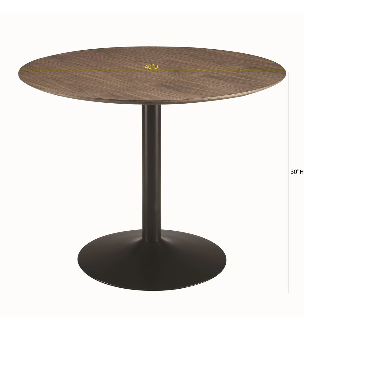 Walnut and Black Round Dining Table M633