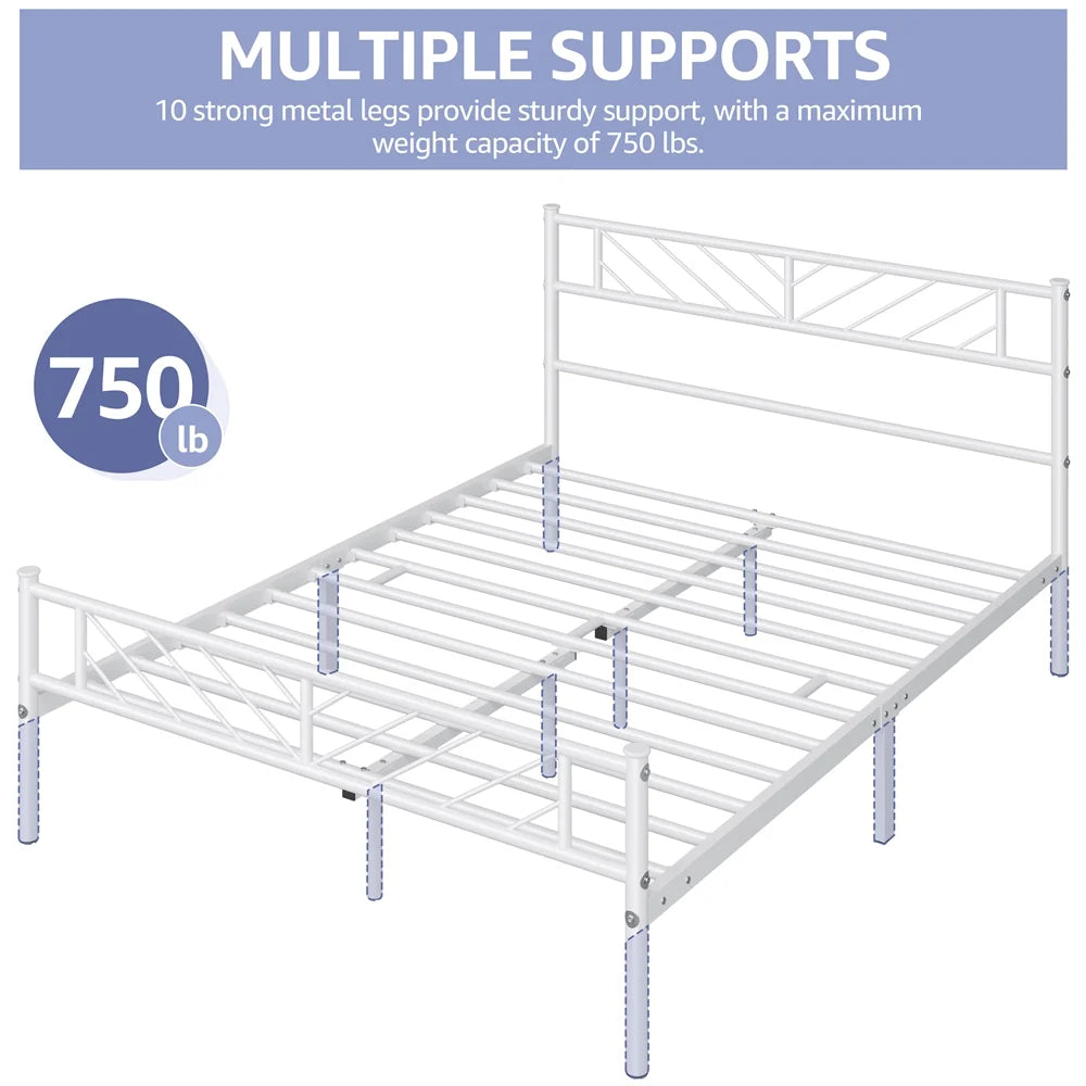 Queen White Metal Platform Bed N216785