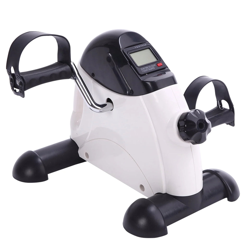 White Under Desk Exercise Pedal Bike with LCD Screen B4453