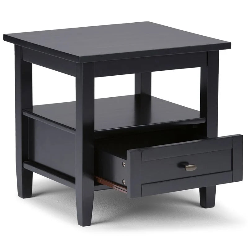 Black 2-Piece Wood End Side Table Set S939
