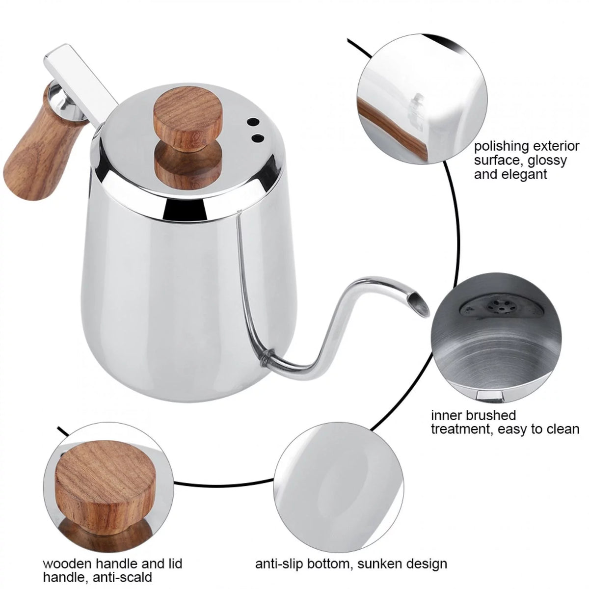Stainless Steel Coffee Pot with Gooseneck Spout (350ml) Z25137