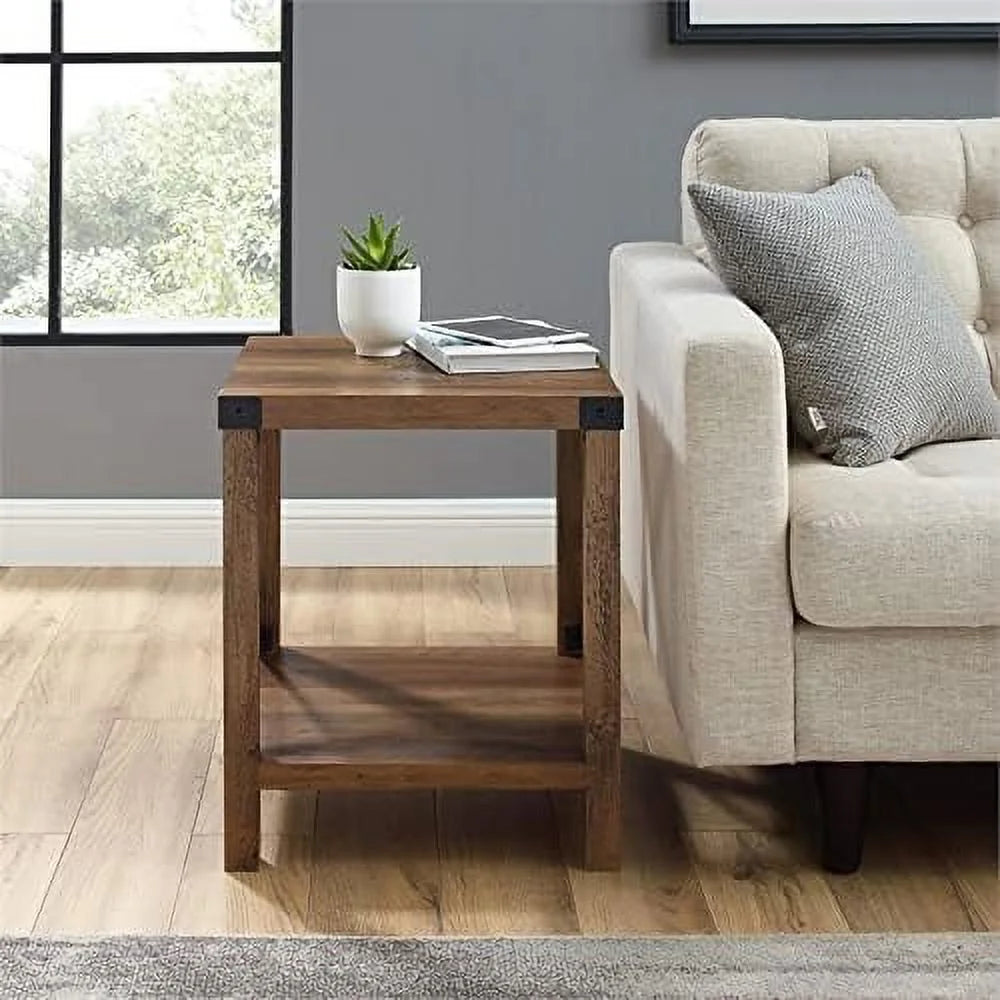 18 Inch Rustic Oak Side Table F631055