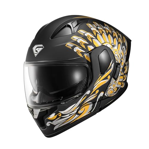 Motorcycle Dual Visor Flip up Modular Full Face Helmet V6134