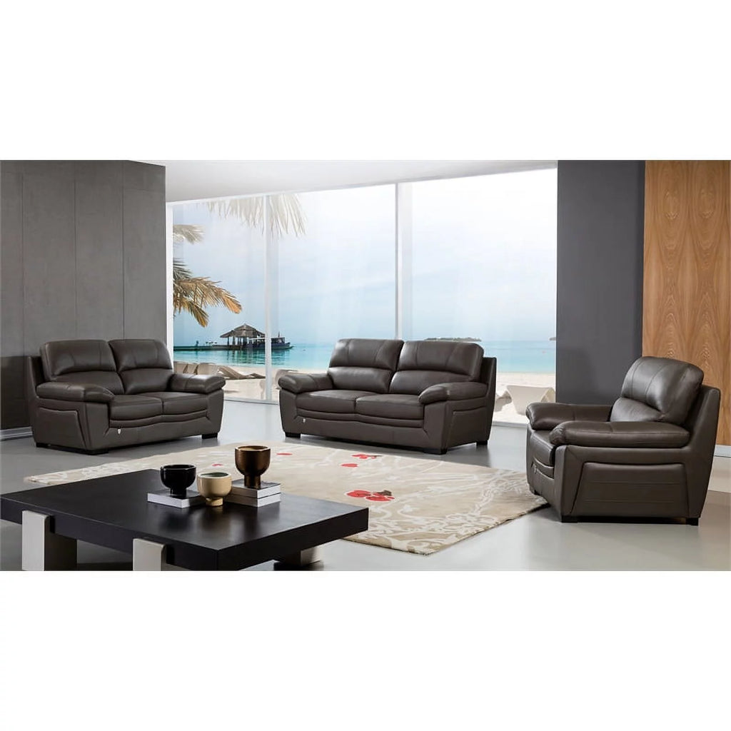 Taupe Brown Italian Leather Chair G4516