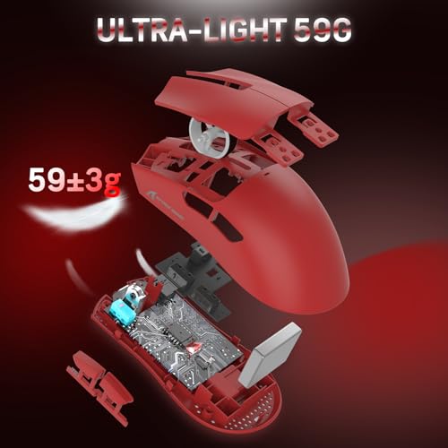59g Superlight Wireless Gaming Mouse with Grip Tape, RGB Charging Dock, 22000 DPI, 5 Programmable Buttons (Black) D483