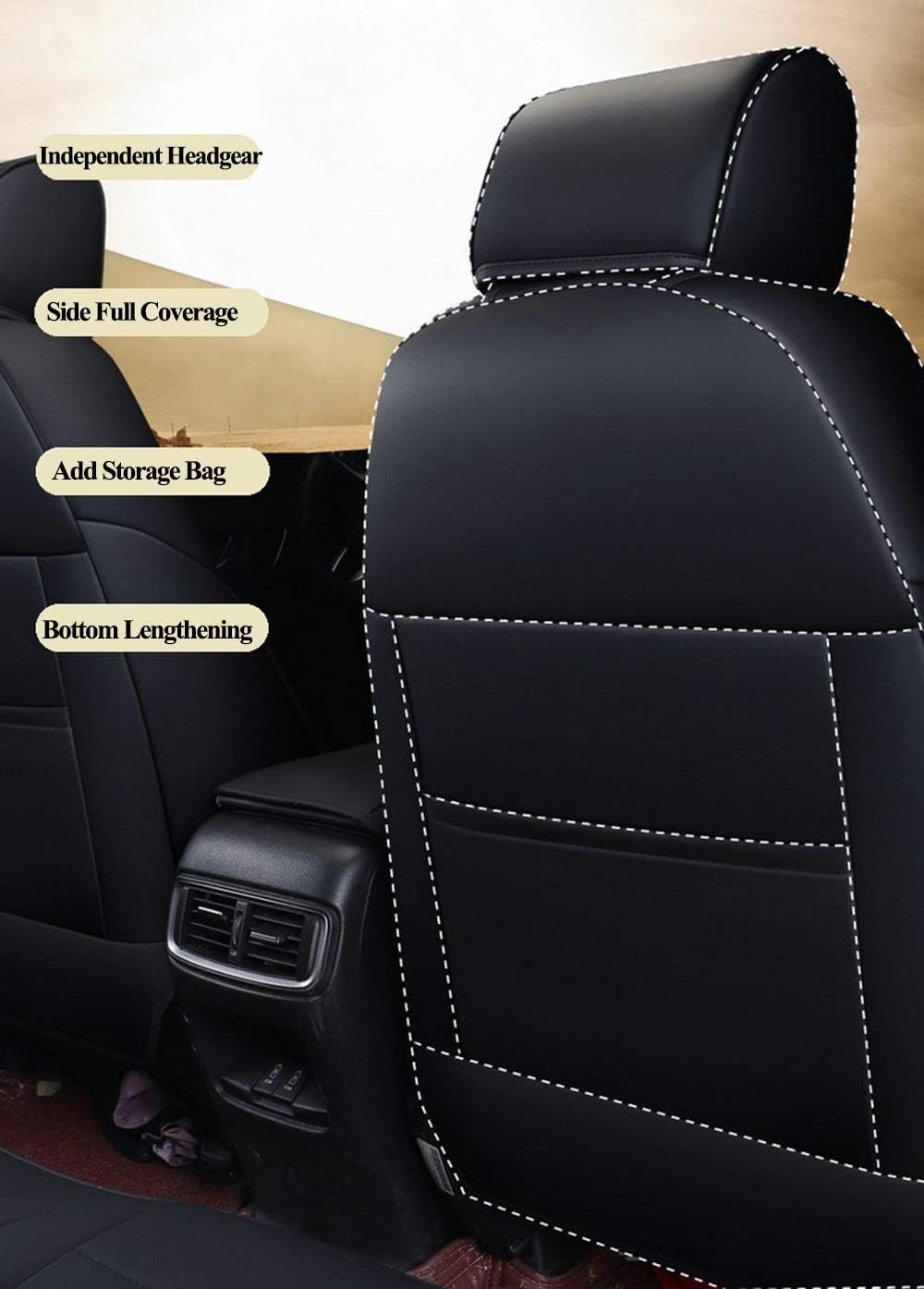 Black Leatherette Full Set Car Seat Covers A868429