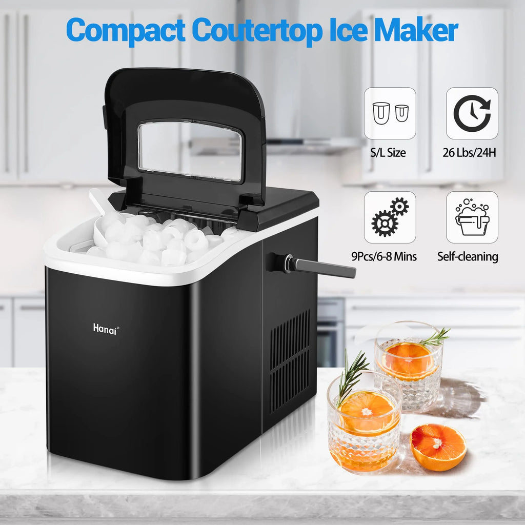 Black Portable Compact Countertop Ice Maker V3321